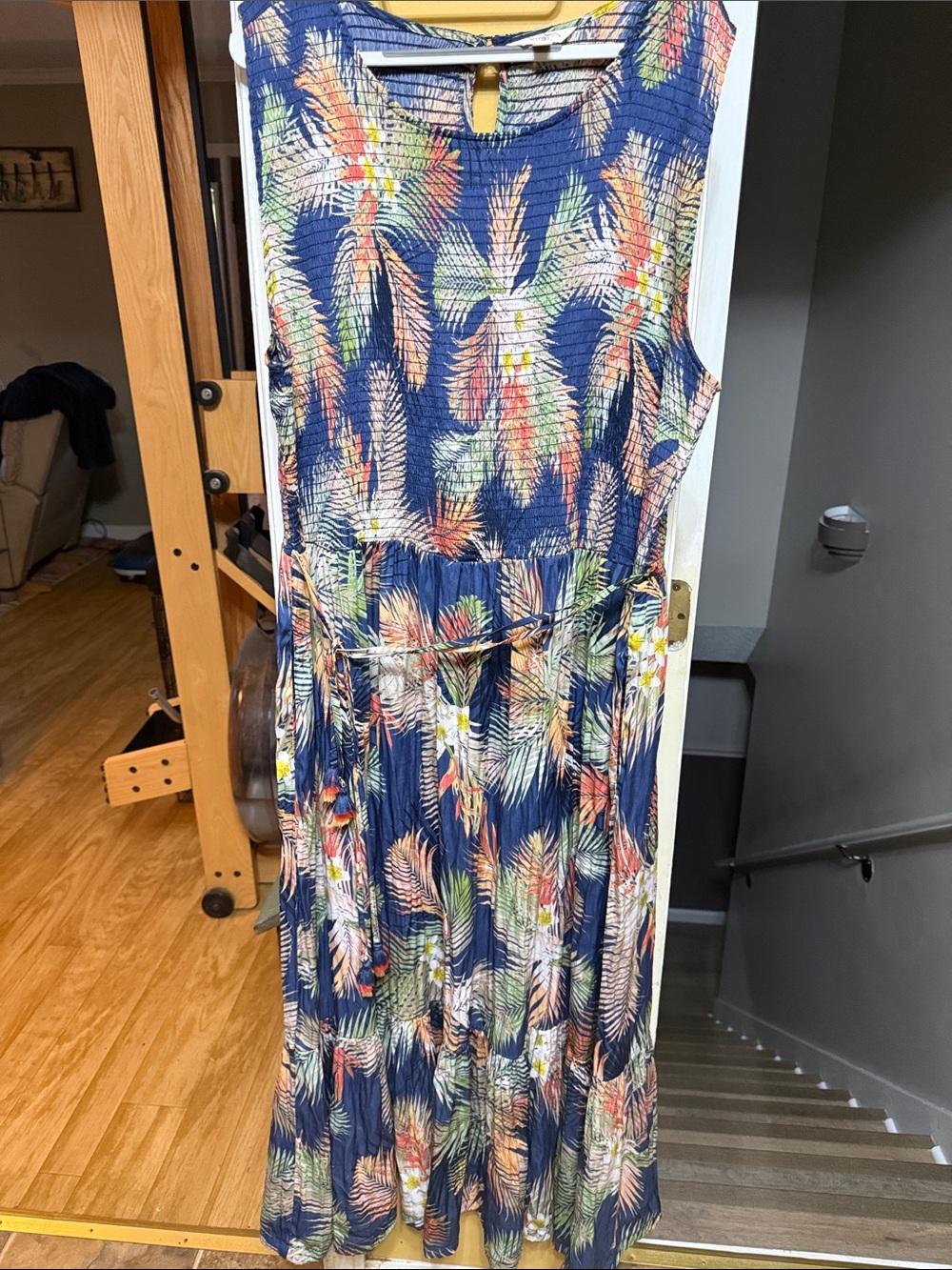 Terra & Sky Navy Floral Maxi Dress 20w-22w vacay